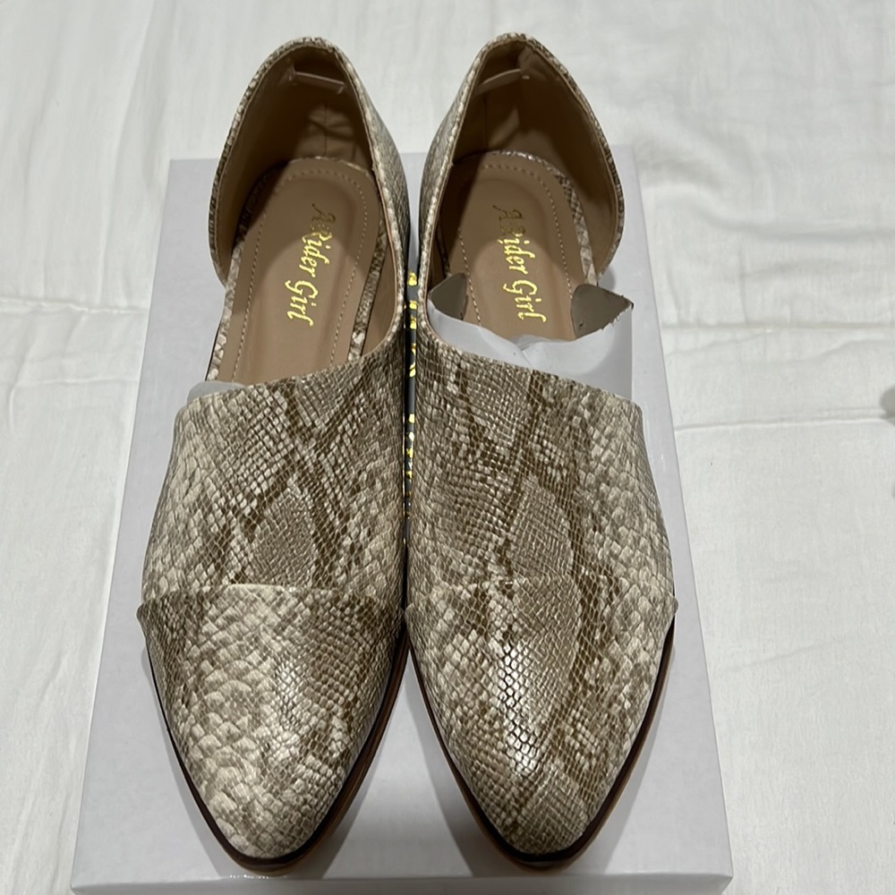 Snake print slip on booties